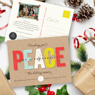 Cartes Pour Fêtes Annuelles Paix, Joie Et Prospérité Audacieuse Typographie Af