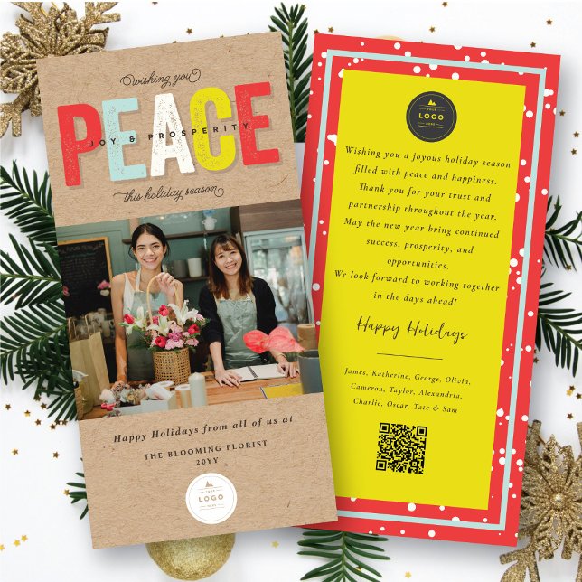 Cartes Pour Fêtes Annuelles Paix Joie Et Prospérité Typographie Photo Entrepri (Créateur téléchargé)