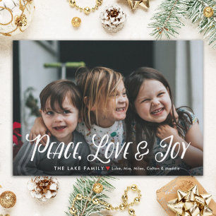 Cartes Pour Fêtes Annuelles Paix moderne, amour et joie Editable Photo de Noël