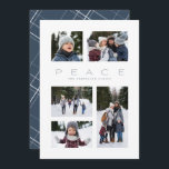 Cartes Pour Fêtes Annuelles Paix moderne minimum 5 photo bleu Noël<br><div class="desc">Ce carte photo de vacances a un message de paix et un aménagement minimaliste moderne. Le design aéré dispose de 5 taches photo et de la chambre pour le design personnalisé. Parfait pour une carte de Noël familiale, ce design a également un plan bleu ardoise souple et un dossier assorti...</div>
