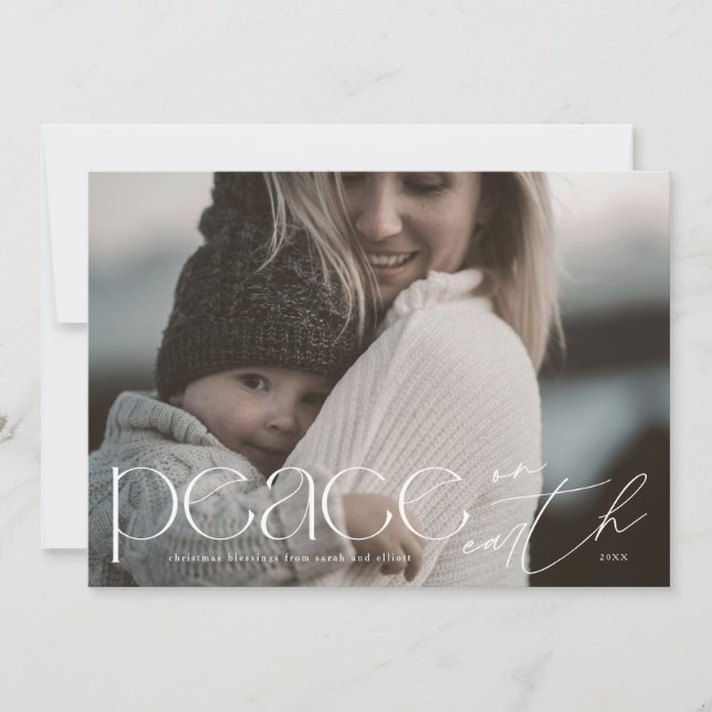 Cartes Pour Fêtes Annuelles Paix moderne sur Terre Grande photo Religieuse (Devant)