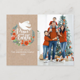 Cartes Pour Fêtes Annuelles Paix moderne sur Terre Photo de famille Noël
