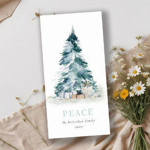 Cartes Pour Fêtes Annuelles Paix Neige Aquarelle Pine Noël Arbre Cadeaux