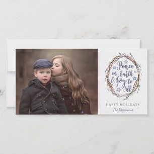 Cartes Pour Fêtes Annuelles Paix rustique des germes sur Terre Photo de Noël