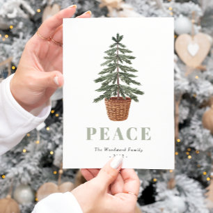 Cartes Pour Fêtes Annuelles Paix Simple Arbre À feuillage persistant de Noël