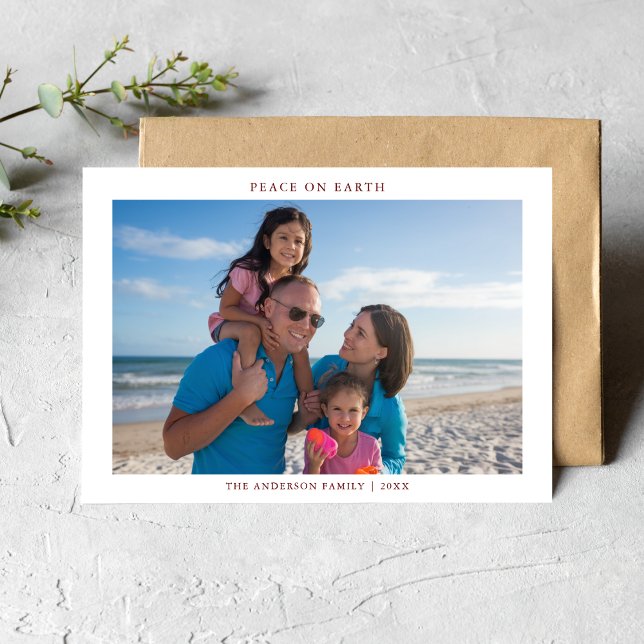Cartes Pour Fêtes Annuelles Paix Simple Sur Terre Noël Famille Plage Photo (Créateur téléchargé)