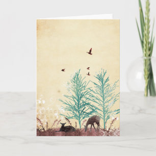 Cartes Pour Fêtes Annuelles Paix sur des cerfs communs de la terre