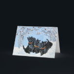 Cartes Pour Fêtes Annuelles Paix sur des Scotties de la terre<br><div class="desc">Envoyez à vos souhaits de Noël meilleurs cette année avec les cartes originales de Terrier d'écossais par la cerise O'Neill. Bonnes fêtes à tous les amoureux de les chiens.</div>
