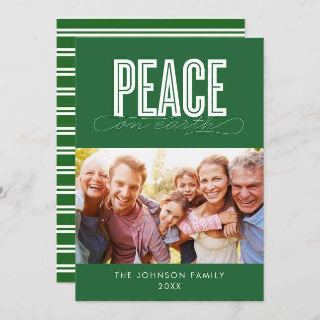 CARTES POUR FÊTES ANNUELLES PAIX SUR LA TERRE FAMILLE PHOTO NOËL (Devant / Derrière)