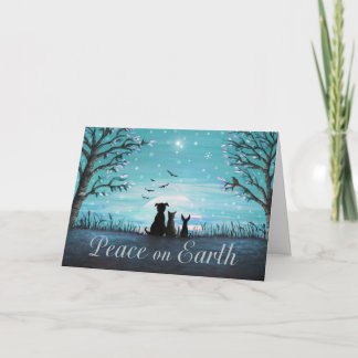 Cartes Pour Fêtes Annuelles Paix sur le coucher du soleil d'hiver de la terre