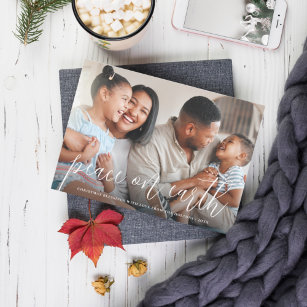 Cartes Pour Fêtes Annuelles Paix sur Terre Famille Photo Noël