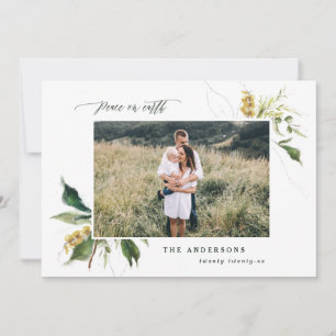 Cartes Pour Fêtes Annuelles Paix sur terre fleurie deux photo famille