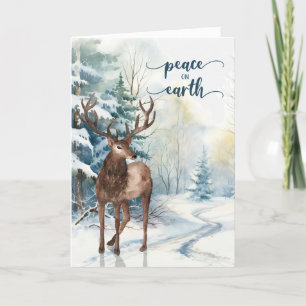 Cartes Pour Fêtes Annuelles Paix sur Terre Jour de Noël Reindeer Bois