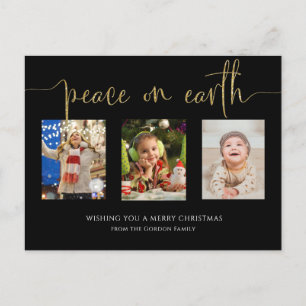 Cartes Pour Fêtes Annuelles Paix sur Terre Noël 3 Photo Collage Parties scinti
