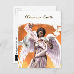 Cartes Pour Fêtes Annuelles Paix sur Terre. Noël de l'Ange Africain-Américain