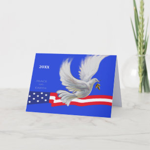 Cartes Pour Fêtes Annuelles Paix sur Terre. Noël patriotique de Peace Dove