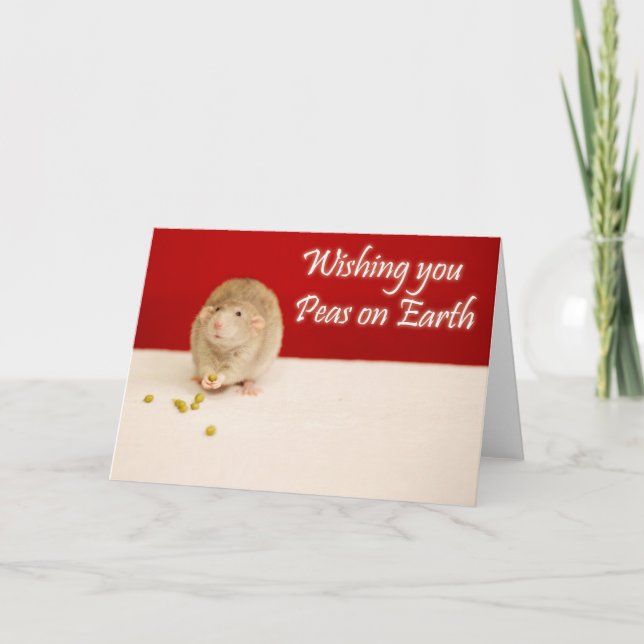 Cartes Pour Fêtes Annuelles Paix sur Terre Noël Rat (Devant)