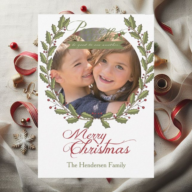 Cartes Pour Fêtes Annuelles Paix sur Terre Photo Customisée Noël (Créateur téléchargé)