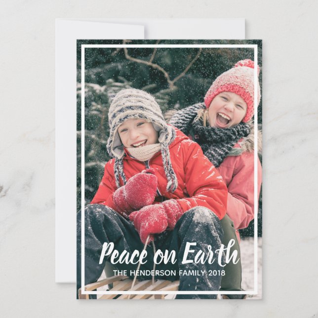 Cartes Pour Fêtes Annuelles Paix sur Terre Simple Photo personnalisée Noël (Devant)