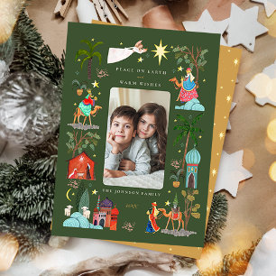 Cartes Pour Fêtes Annuelles Paix sur Terre Trois sages verts Noël 