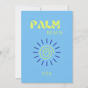 Cartes Pour Fêtes Annuelles Palm Beach, Art Voyage, Floride, Preppy, Bleu