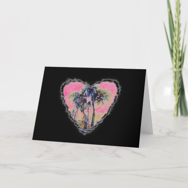Cartes Pour Fêtes Annuelles Palm Heart Valentine Love Romance Card (Devant)