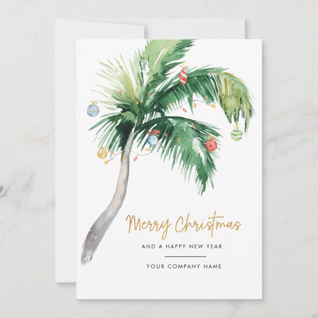 Cartes Pour Fêtes Annuelles Palm Tree Business Logo Joyeux voeux de Noël (Devant)