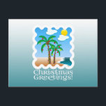 Cartes Pour Fêtes Annuelles Palm Tree Holiday Lights Beach Christmas<br><div class="desc">Celebrate Christmas on the beach with this cool design of colorful lights on palm trees,  with ornaments on an aqua turquoise teal beach scene. 
★★View More </div>
