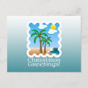 Cartes Pour Fêtes Annuelles Palm Tree Holiday Lights Beach Christmas
