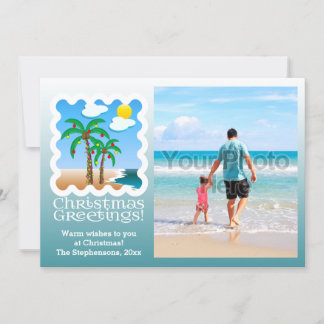 Cartes Pour Fêtes Annuelles Palm Tree Holiday Lights Beach Photographie de Noë