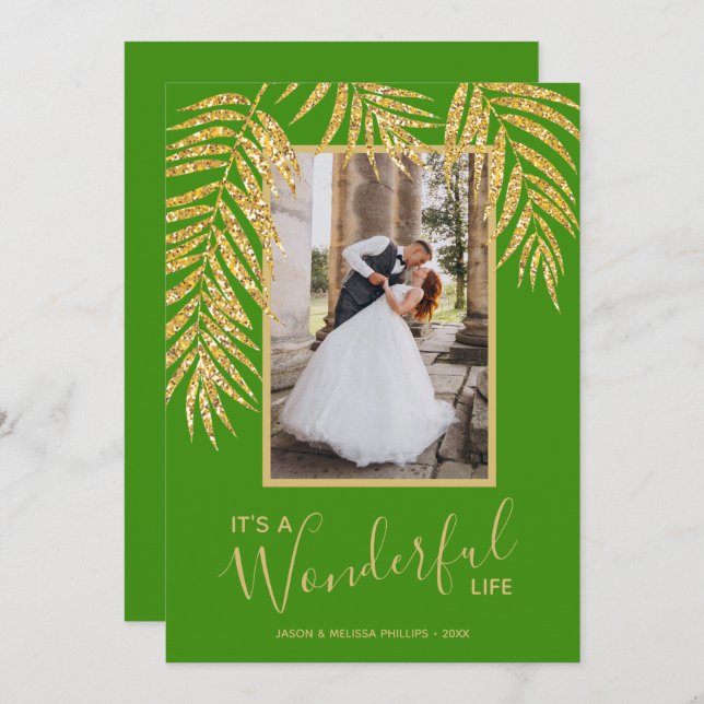 Cartes Pour Fêtes Annuelles Palm Tropical Christmas Photo Holiday Card (Devant / Derrière)