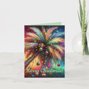 Cartes Pour Fêtes Annuelles Palmier de Noël Whimsical Tropical Beach Vivid