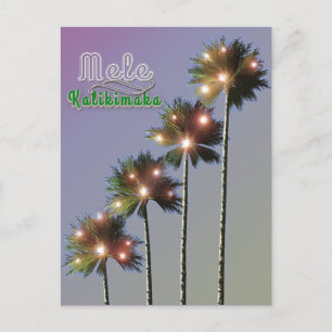 Cartes Pour Fêtes Annuelles Palmiers Avec Lumières Mele Kalikimaka