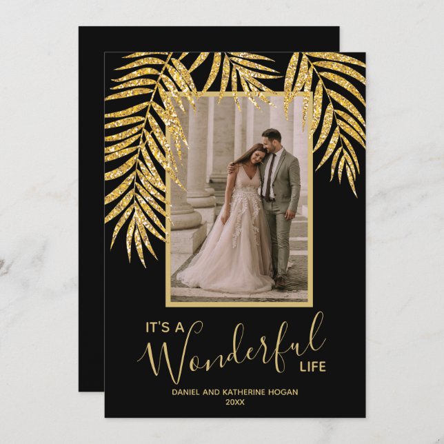 Cartes Pour Fêtes Annuelles Palmiers tropicaux Photo de Noël (Devant / Derrière)