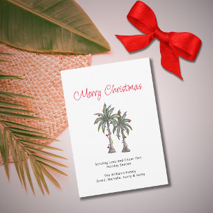 Cartes Pour Fêtes Annuelles Palmiers tropicaux Plage Joyeux Noël