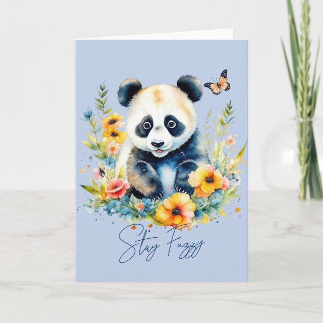 Cartes Pour Fêtes Annuelles Panda aquarelle, reste flou (Devant)