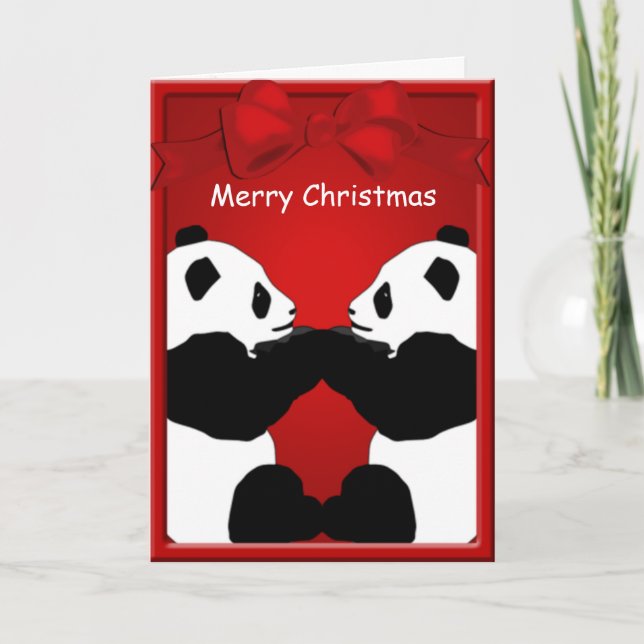 Cartes Pour Fêtes Annuelles Panda Bear Friends Joyeux voeux de Noël (Devant)