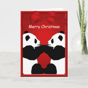 Cartes Pour Fêtes Annuelles Panda Bear Friends Joyeux voeux de Noël
