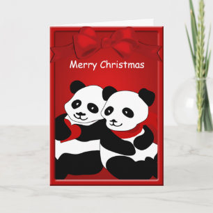 Cartes Pour Fêtes Annuelles Panda Bear Love Couple Joyeux voeux de Noël