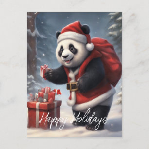 Cartes Pour Fêtes Annuelles Panda Bear Père Noël
