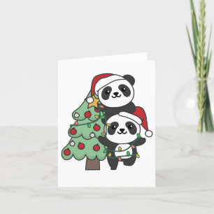 Cartes Pour Fêtes Annuelles Panda Christmas Tree Animaux de Noël Pandas