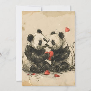 Cartes Pour Fêtes Annuelles Panda Couple Saint Valentin
