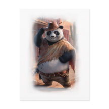 Panda Cowboy Drôle sur un Fond Blanc