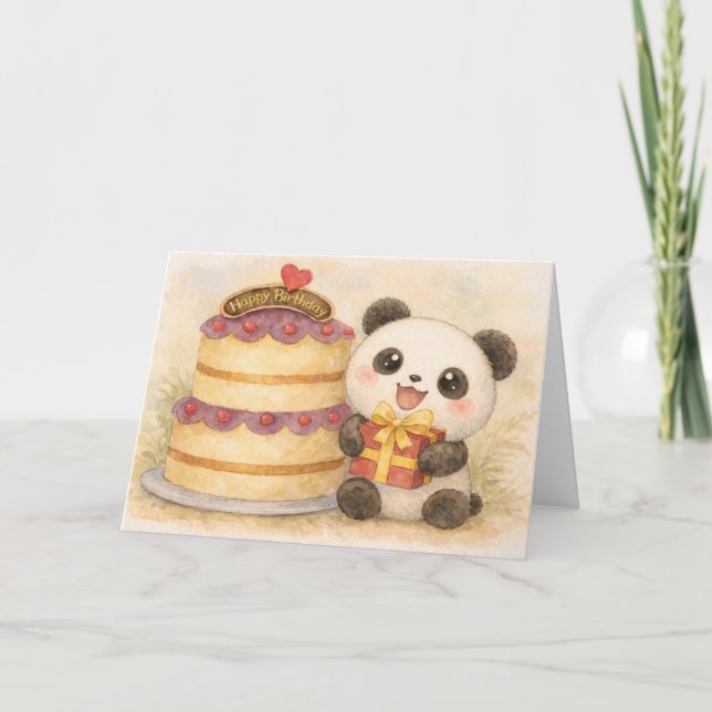 Cartes Pour Fêtes Annuelles Panda d'anniversaire (Devant)