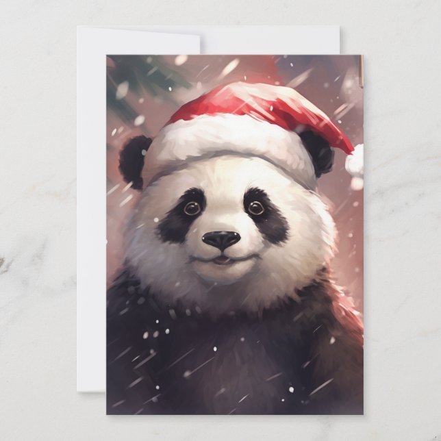 Cartes Pour Fêtes Annuelles Panda de Noël (Devant)