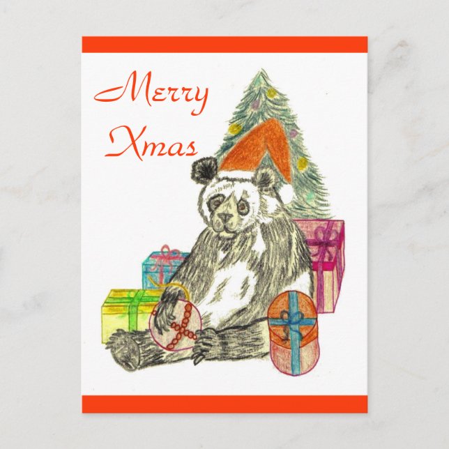 Cartes Pour Fêtes Annuelles Panda de Noël (Devant)