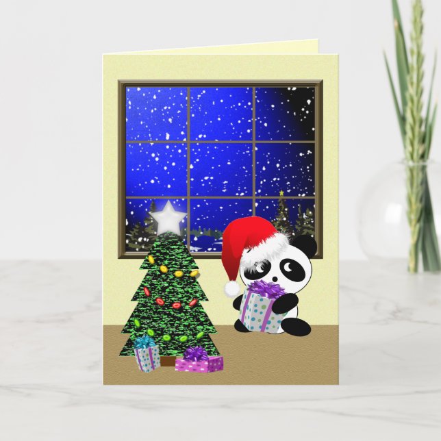 Cartes Pour Fêtes Annuelles Panda de Noël (Devant)