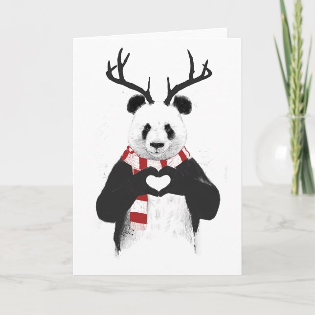 Cartes Pour Fêtes Annuelles Panda de Noël (Devant)