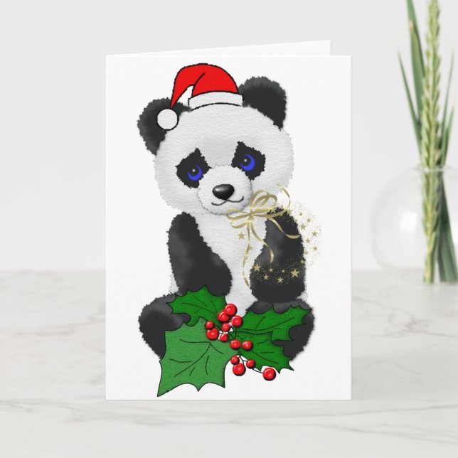 Cartes Pour Fêtes Annuelles Panda de Noël (Devant)