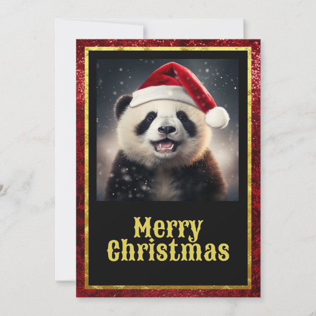 Cartes Pour Fêtes Annuelles Panda de Noël (Devant)